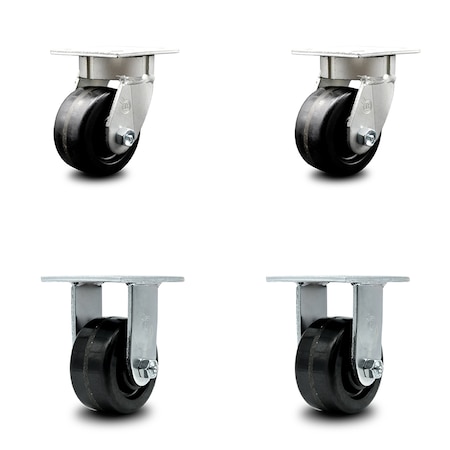 Service Caster 4 Inch Kingpinless Phenolic Wheel Swivel Caster Swivel 2 Rigid SCC, 2PK SCC-KP30S420-PHR-2-R-2